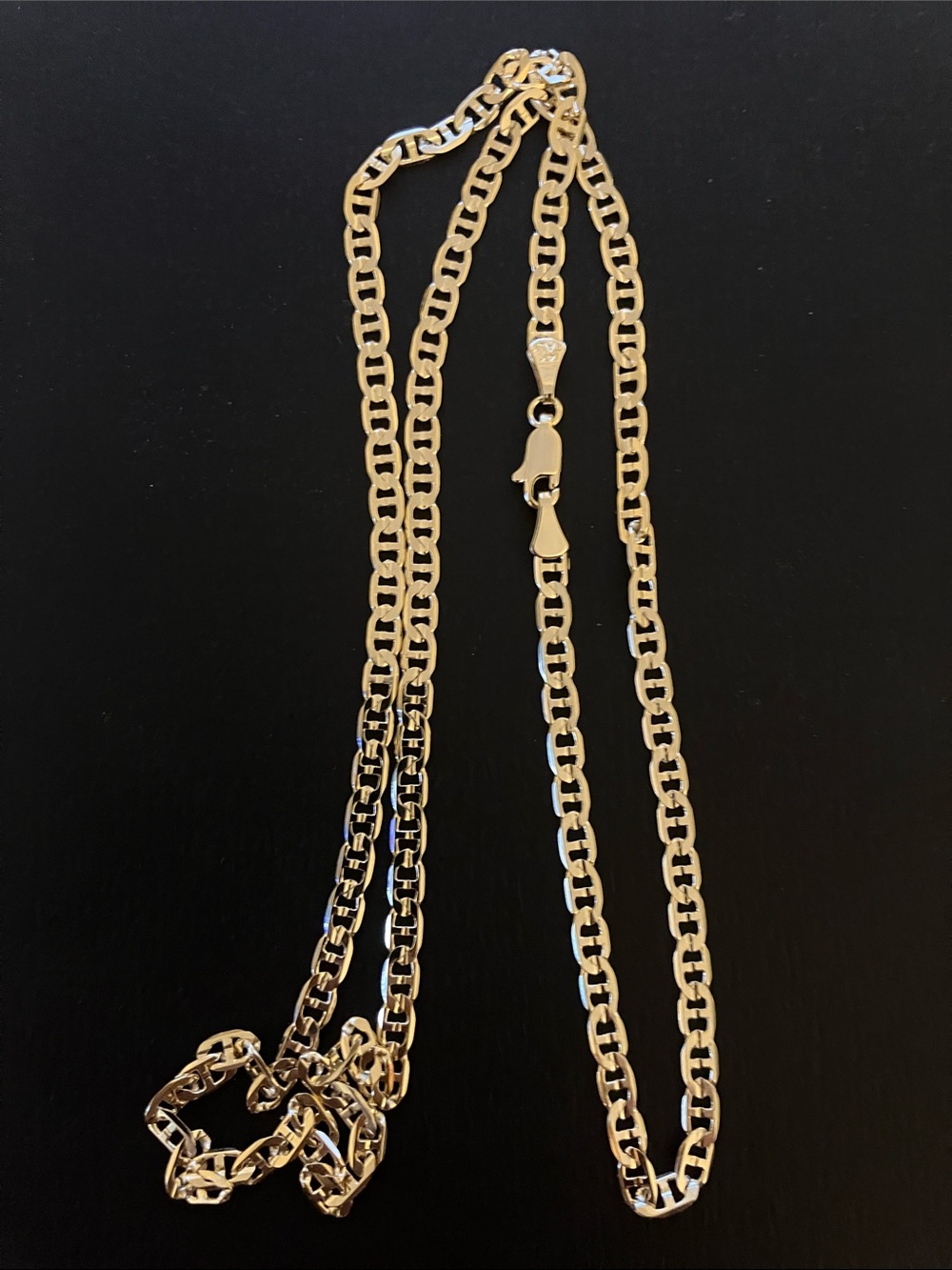 14K Italy Yellow Gold Bonded Mariner Chain Necklace 24”
